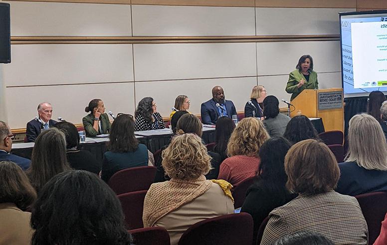 D.C. Court of Appeals Chief Judge Anna Blackburne-Rigsby (far left) opened the access to justice panel at the Judicial & Bar Conference on April 28.